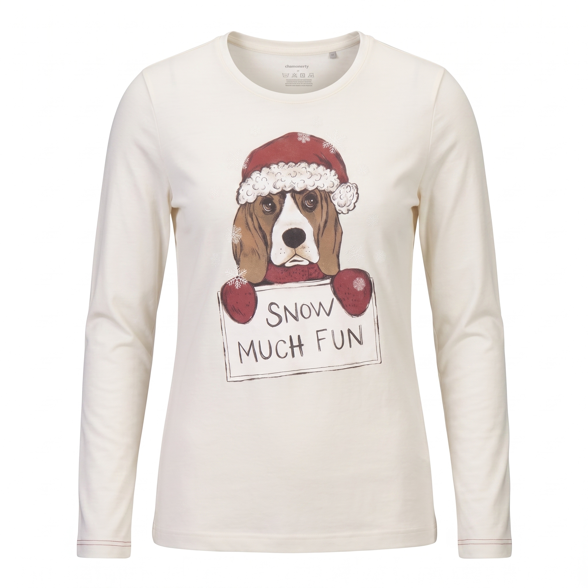 Women's Crew-Neck Long Sleev Christmas Graphic T-Shirt - Image 2